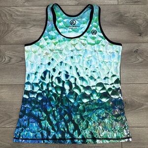 INKnBURN Glass Singlet Running Training Tank Green Blue Size Large